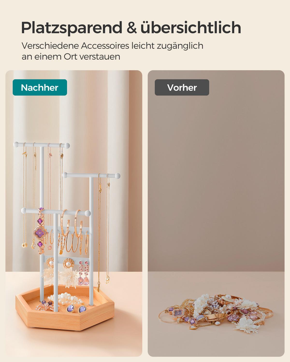 Schmuckhalter Weiß, Braun D: 20,5 cm - Braun/Weiß, Basics, Holz/Metall (20,5/36cm)