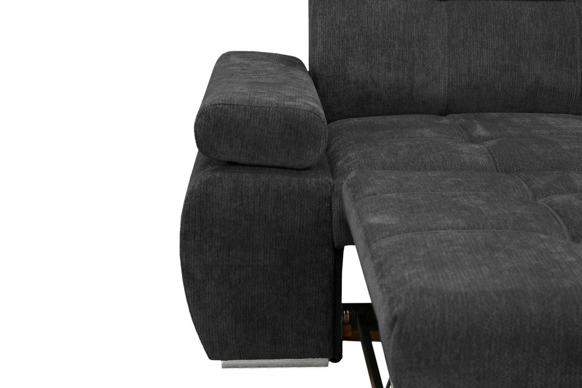 Rohová sedačka VEGAS, pravá, černá žinylka - černá/barvy stříbra, Design, dřevo/textil (294/173cm)