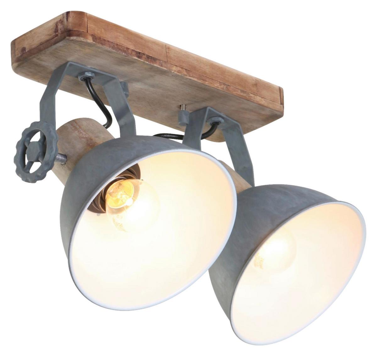 Deckenspots Gearwood - Anthrazit, Trend, Holz/Metall (32/19/17cm)