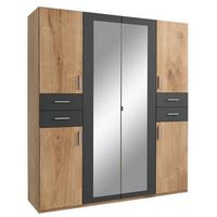 Drehtürenschrank 180cm Vegas, Eiche Dekor/Graphit - Eichefarben/Graphitfarben, Basics, Holzwerkstoff (180/208/58cm) - MID.YOU