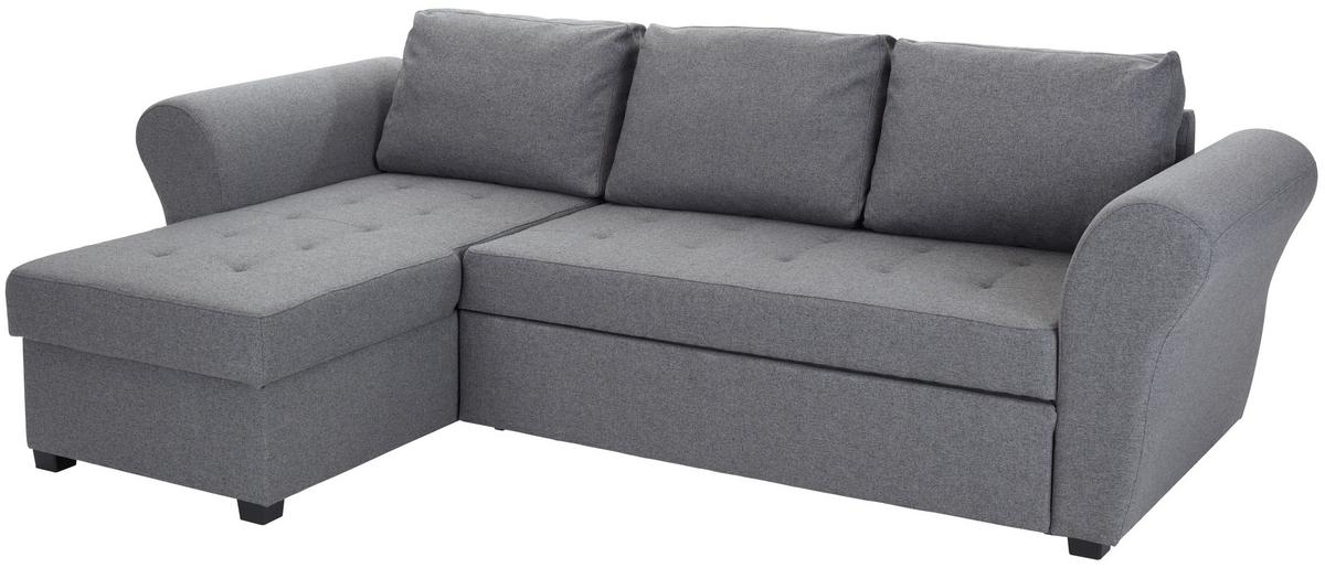 Ecksofa mit Schlaffunktion + Bettkasten Lasse Textil - Anthrazit/Schwarz, MODERN, Textil (260/155cm) - Ondega