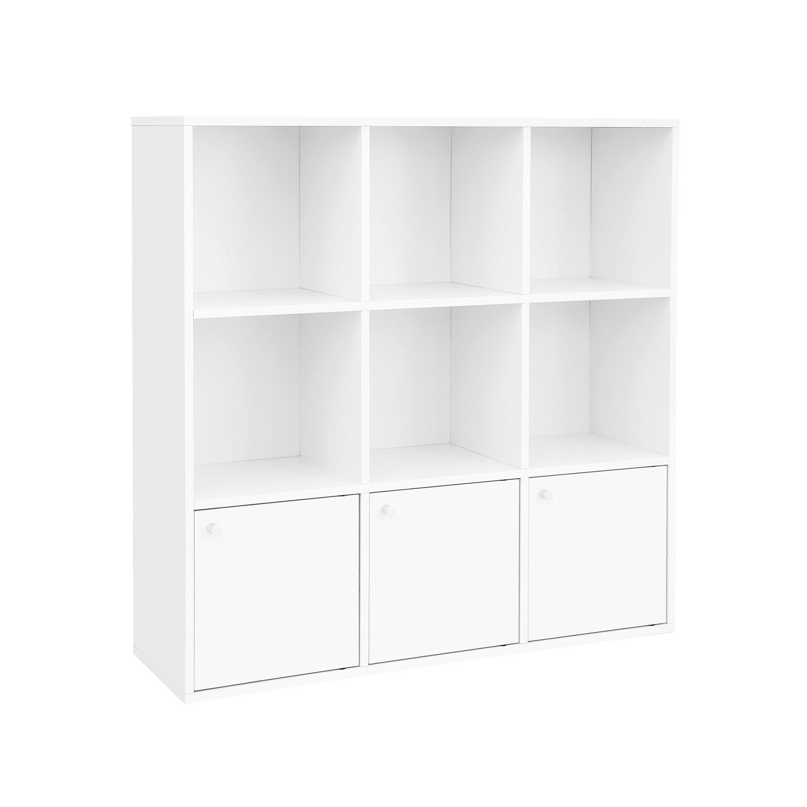 Bücherregal mit 3 Türen B: 98 cm, Weiß - Weiß, Basics, Holzwerkstoff (98/98/30cm) - Boxxx