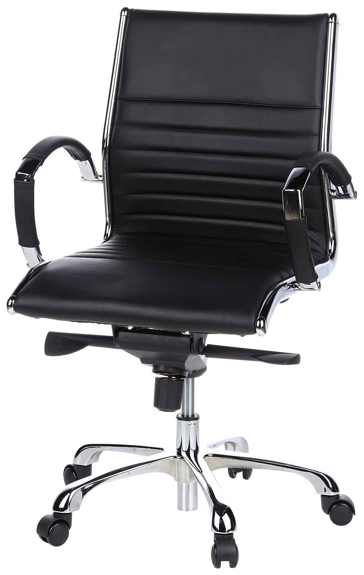 Drehstuhl Parma 10 Schwarz - Chromfarben/Schwarz, MODERN, Leder/Kunststoff (60/111/50cm) - MID.YOU