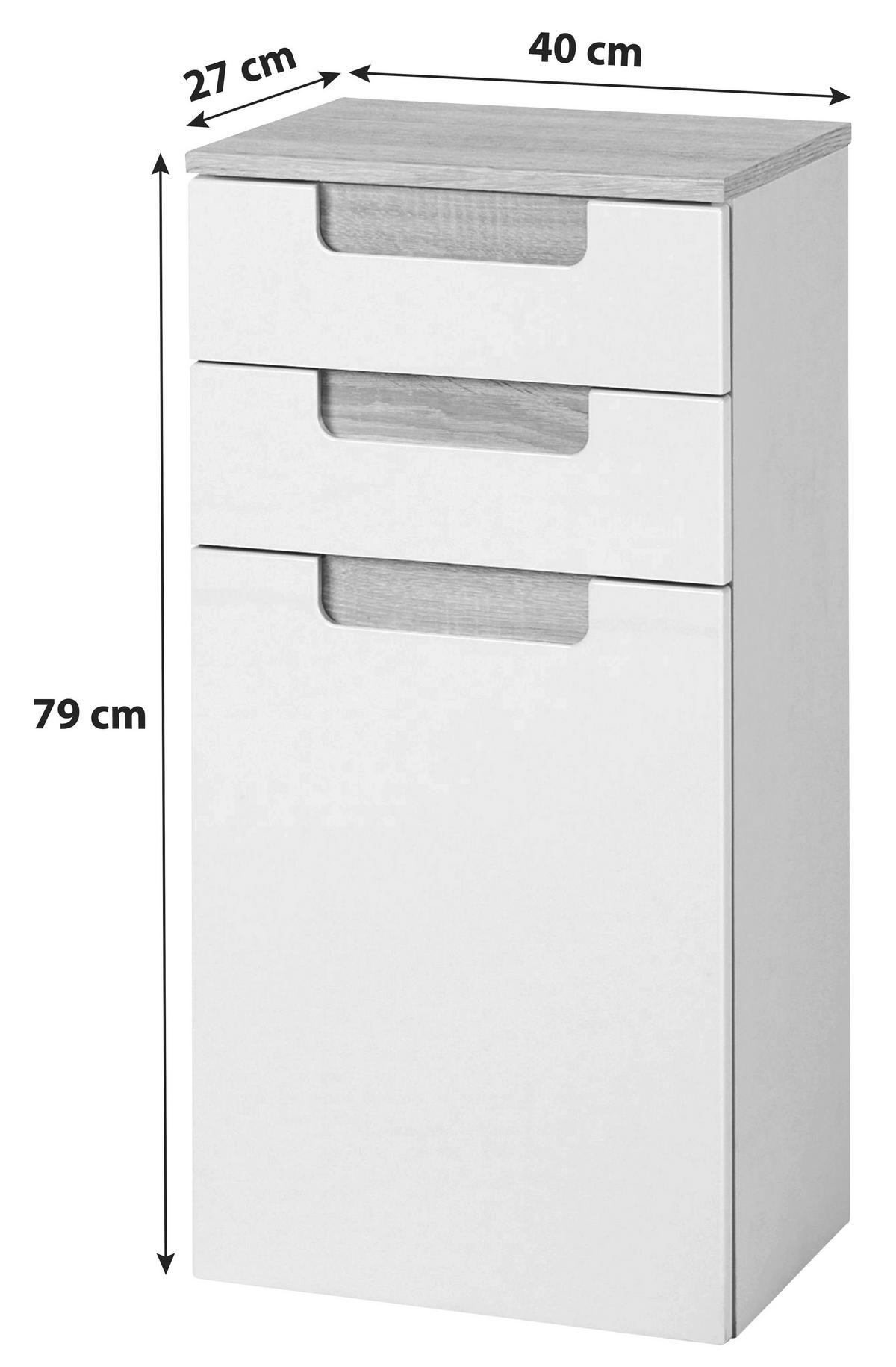 Unterschrank mit Türdämpfer Siena B: 40cm Weiß/Eiche Dekor - Weiß/Sonoma Eiche, MODERN, Holzwerkstoff (40/79/27cm) - Held