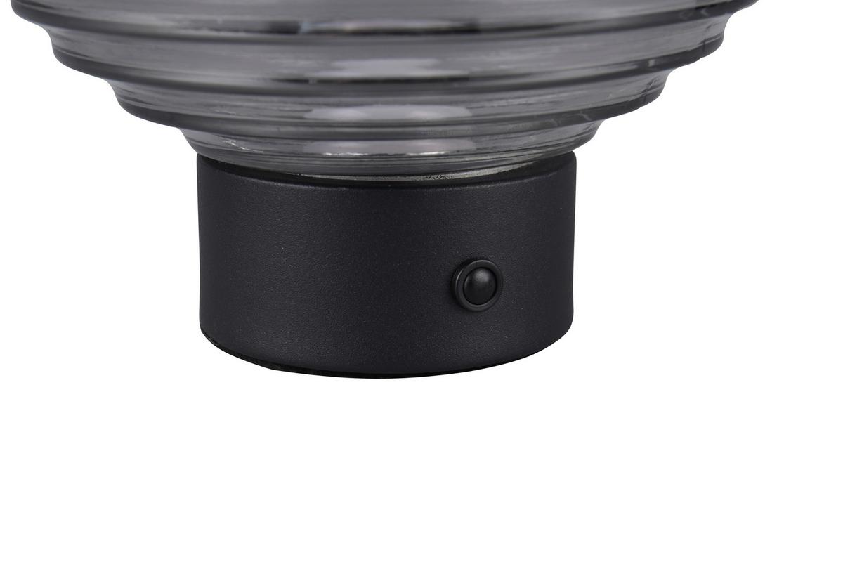 Akku-Tischleuchte R57771154 Earl - Schwarz/Grau, KONVENTIONELL, Glas/Metall (15,5/14,5cm)