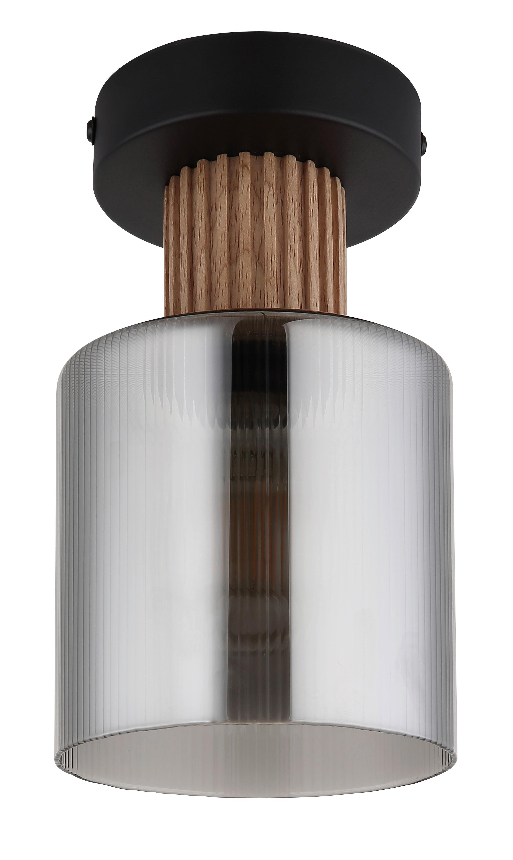Deckenleuchte 15768d - Dunkelbraun/Schwarz, Natur, Glas/Holz (12/21cm) - Globo