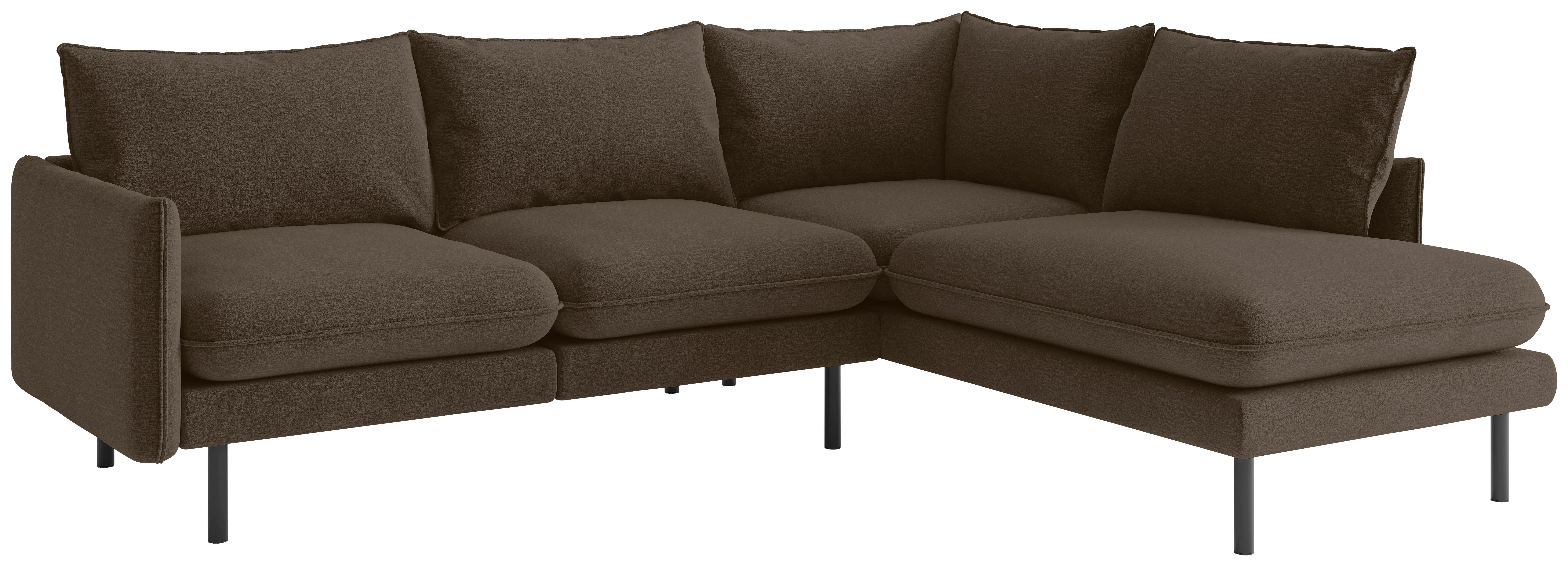 Ecksofa Samos Braun S: 267x204 Cm - Edelstahlfarben/Braun, Design, Textil (267/204cm) - Livetastic
