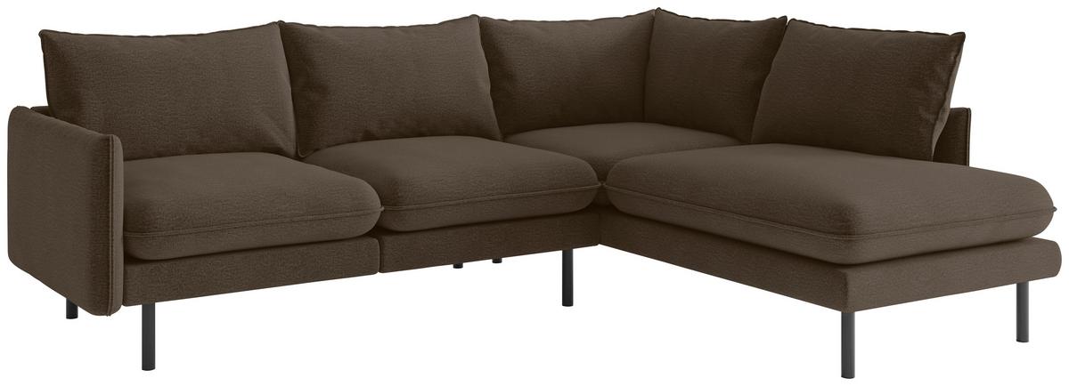 Ecksofa Samos Braun S: 267x204 Cm - Edelstahlfarben/Braun, Design, Textil (267/204cm) - Livetastic