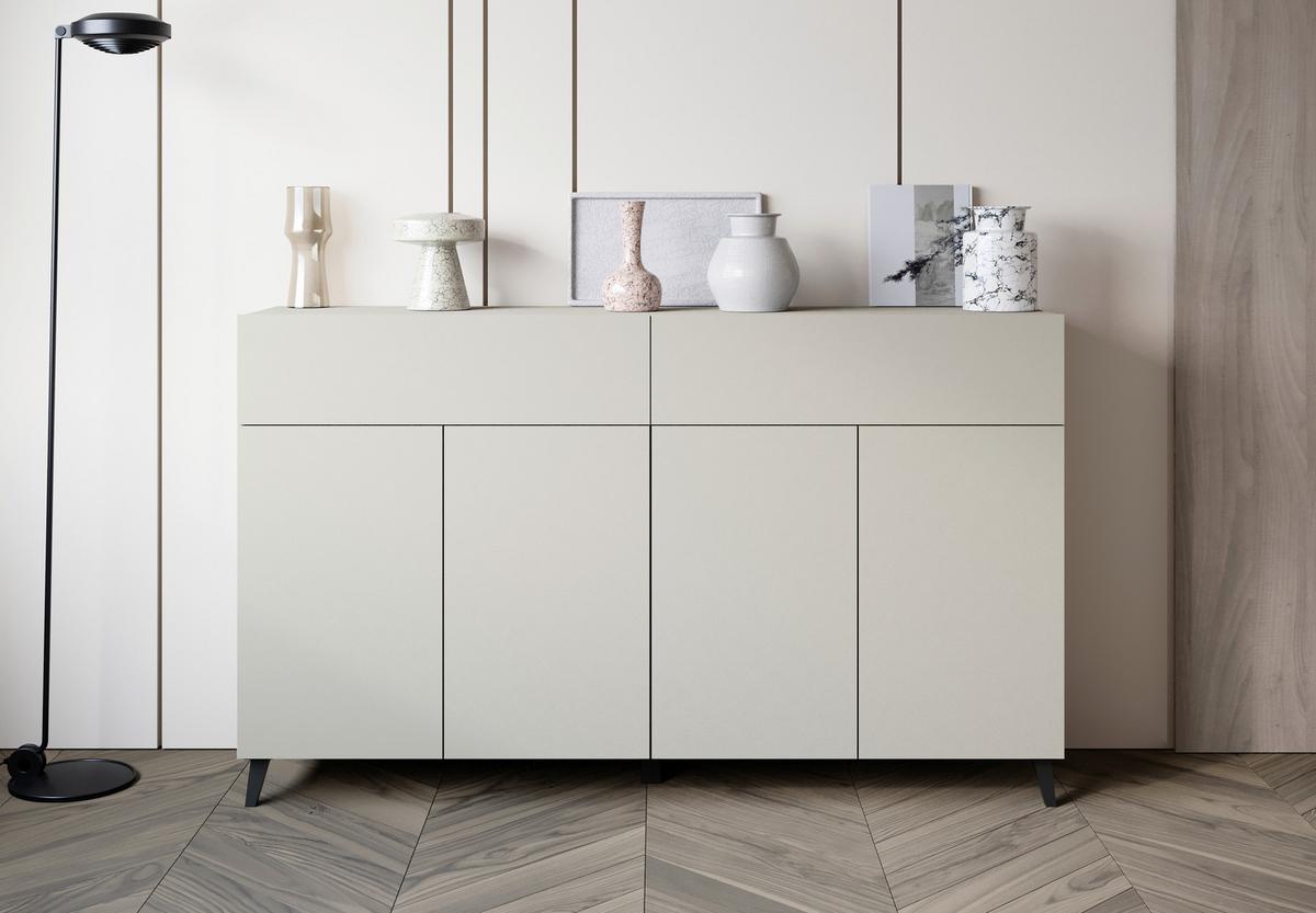 Sideboard Phuket kaschmir B: 160cm - Kaschmir/Schwarz, Design, Holzwerkstoff (160/95,4/39cm) - P & B