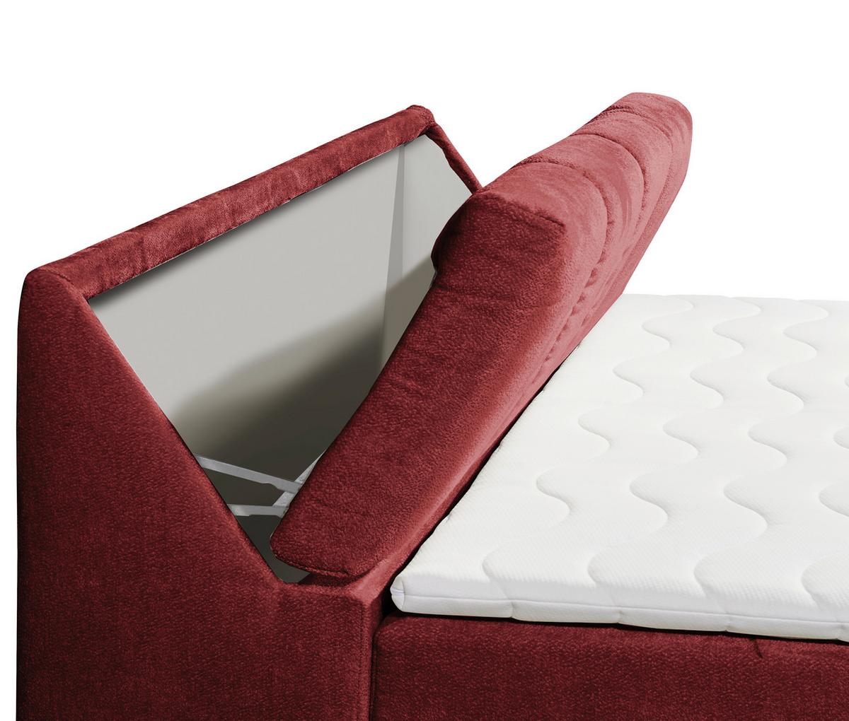 Boxbett Mit Topper+bettkasten 120x200 Cm Valencia - Rot/Schwarz, MODERN, Holzwerkstoff/Textil (120/200cm) - MID.YOU