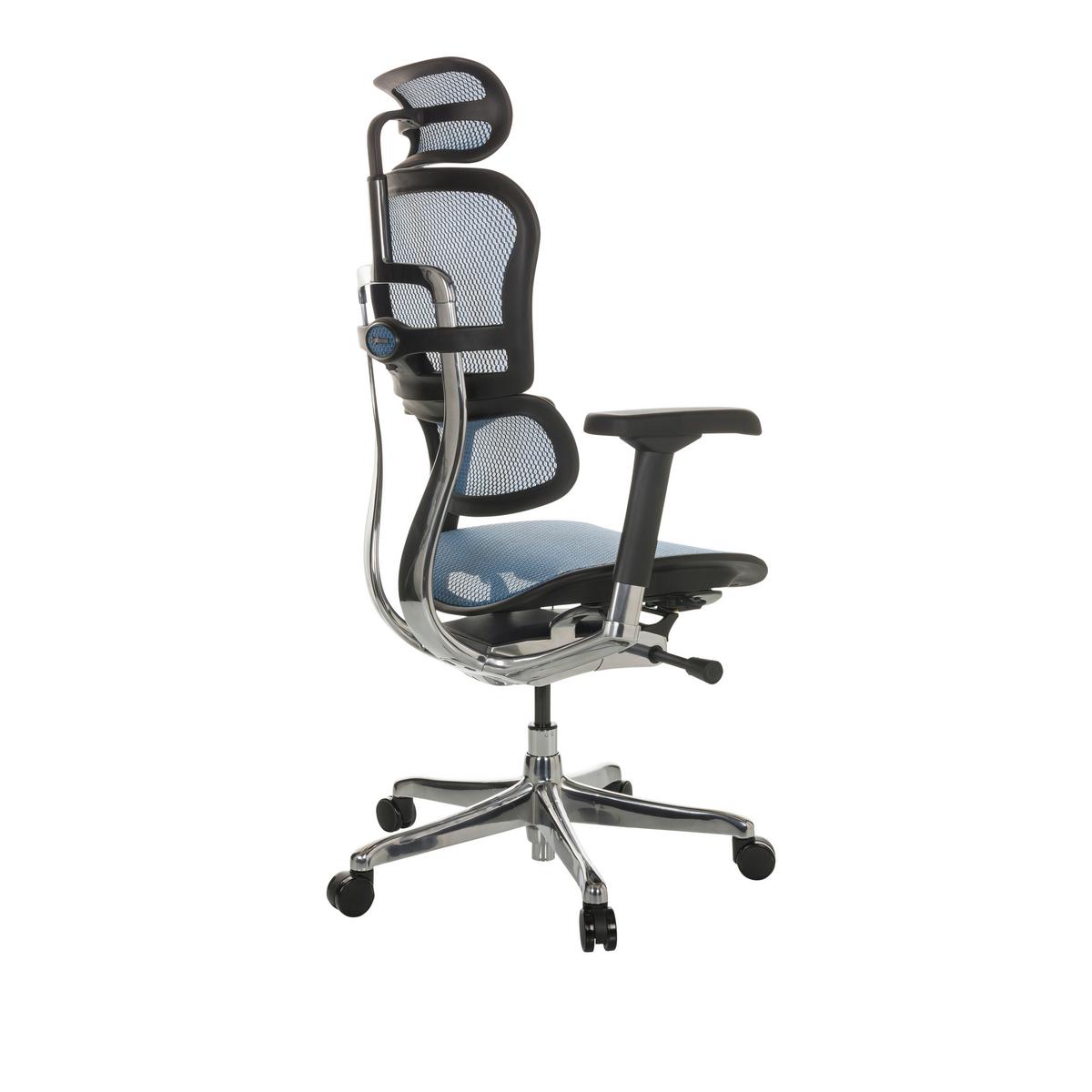 Drehstuhl Ergohuman I - Blau/Silberfarben, Basics, Kunststoff/Textil (69/119-144/65cm) - MID.YOU