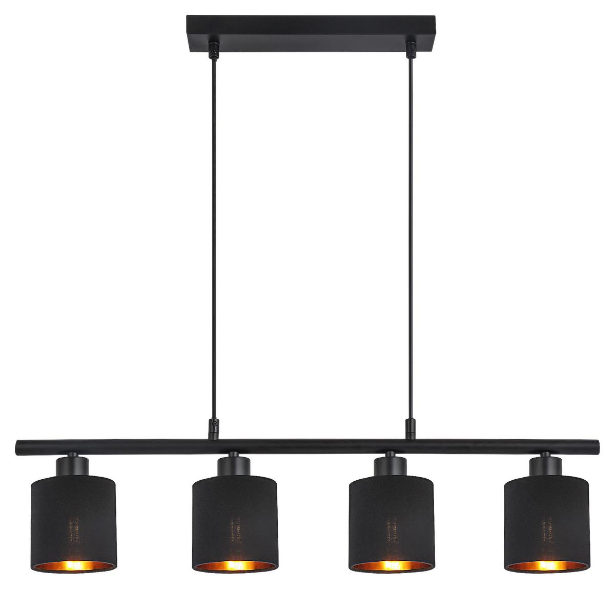 Závesné svietidlo Goldi, E14 LED max. 15W - čierna/zlatá, Modern, kov/textil (70/10/120cm) - Mömax