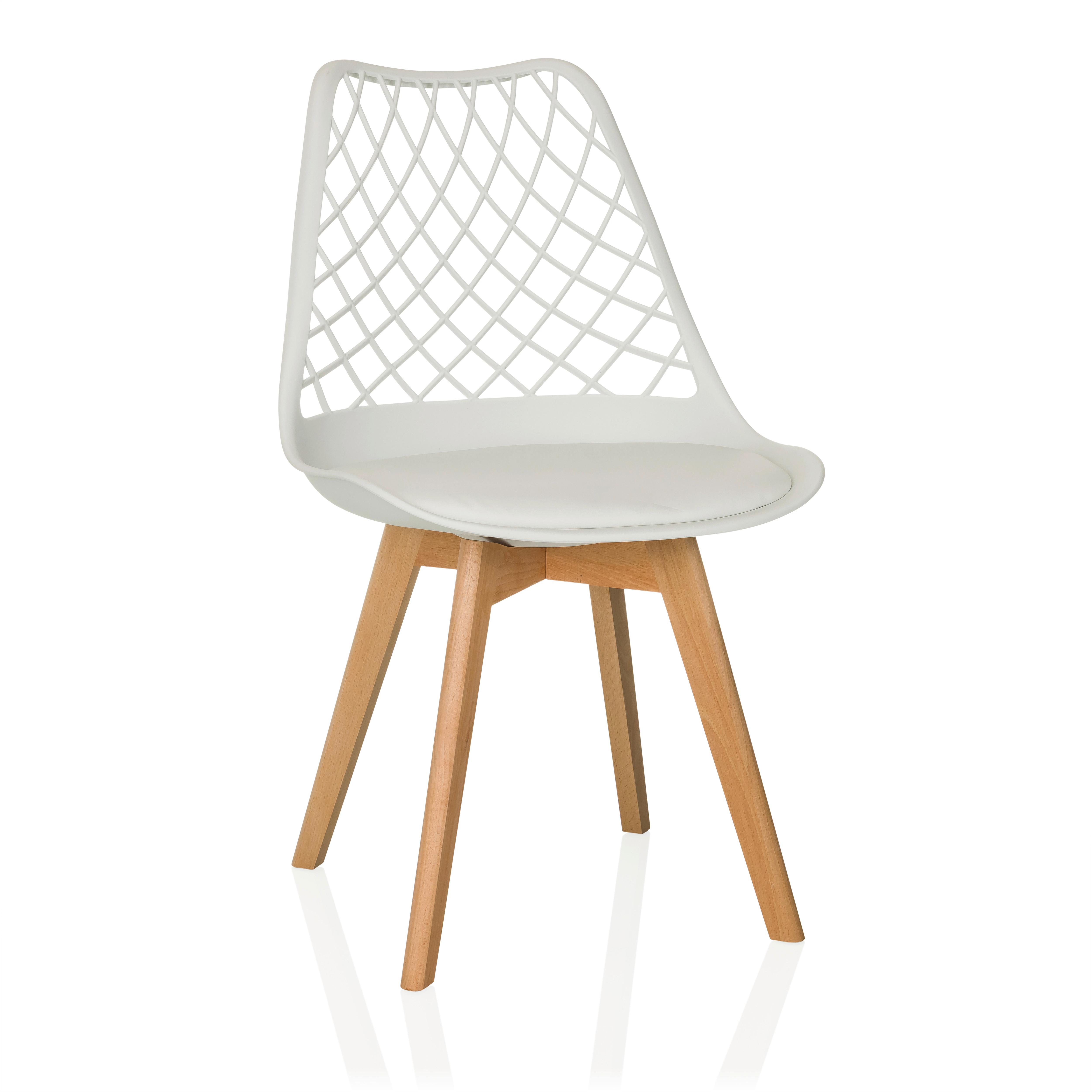 Armlehnstuhl Scandi Hol Weiß B: 49 Cm - Buchefarben/Weiß, MODERN, Holz/Kunststoff (49/81/53cm) - MID.YOU