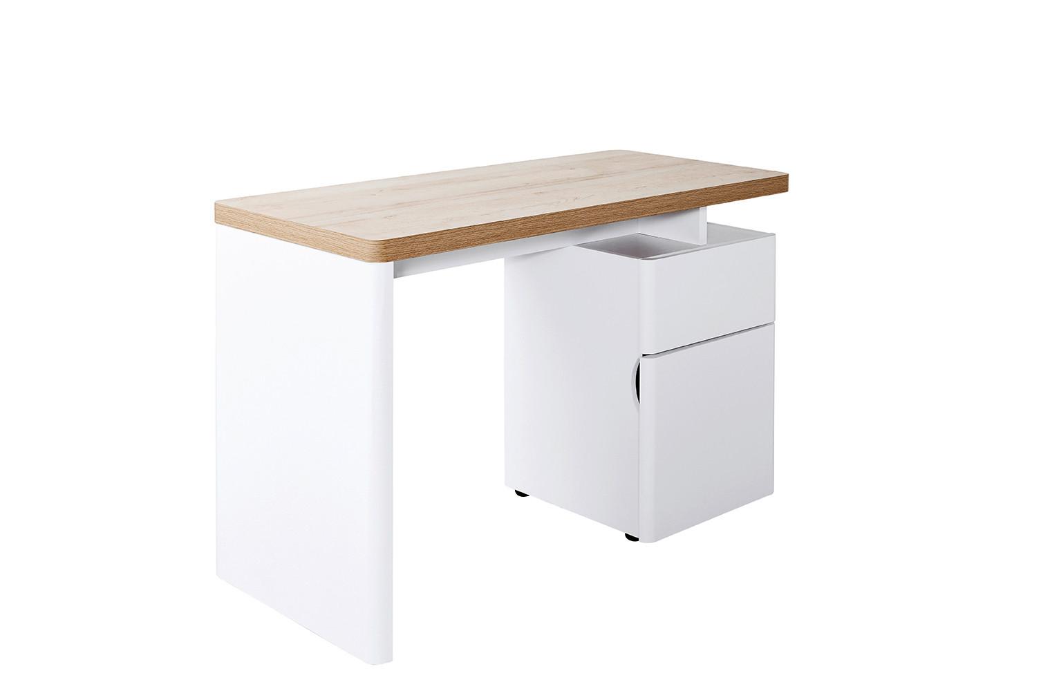 Schreibtisch B 120cm H 55cm Cuuba Libre 122, weiß - Eichefarben/Weiß, Design, Holzwerkstoff (120/55/76cm) - MID.YOU