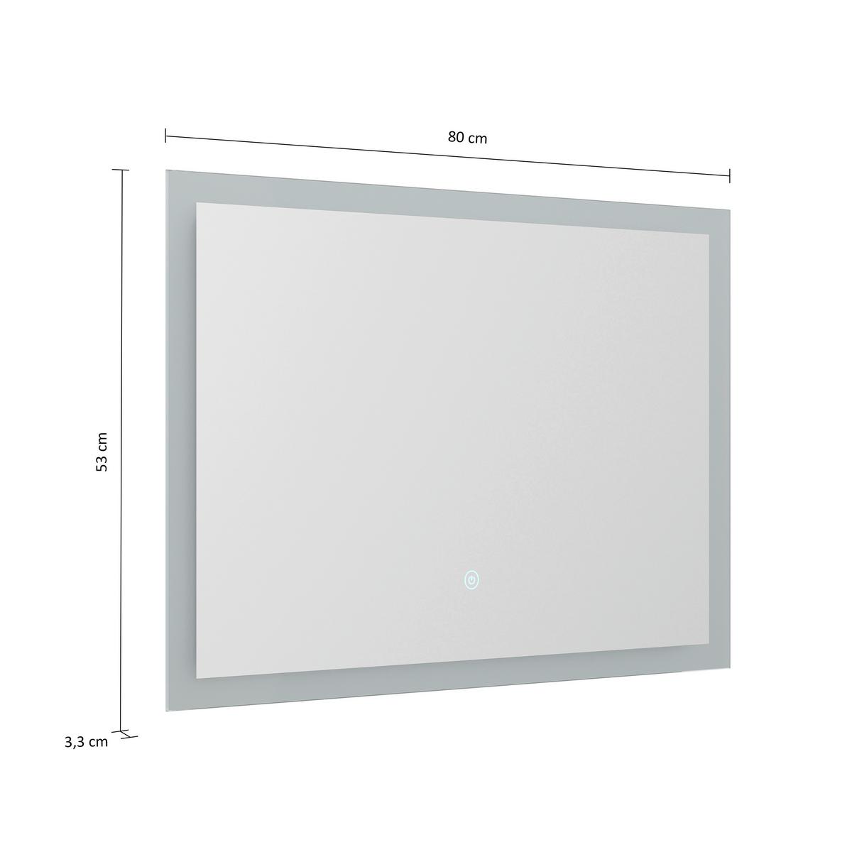 Badezimmerspiegel Led Spiegel Rechteckig B: 80cm - MODERN, Glas (80/53/3,2cm) - MID.YOU