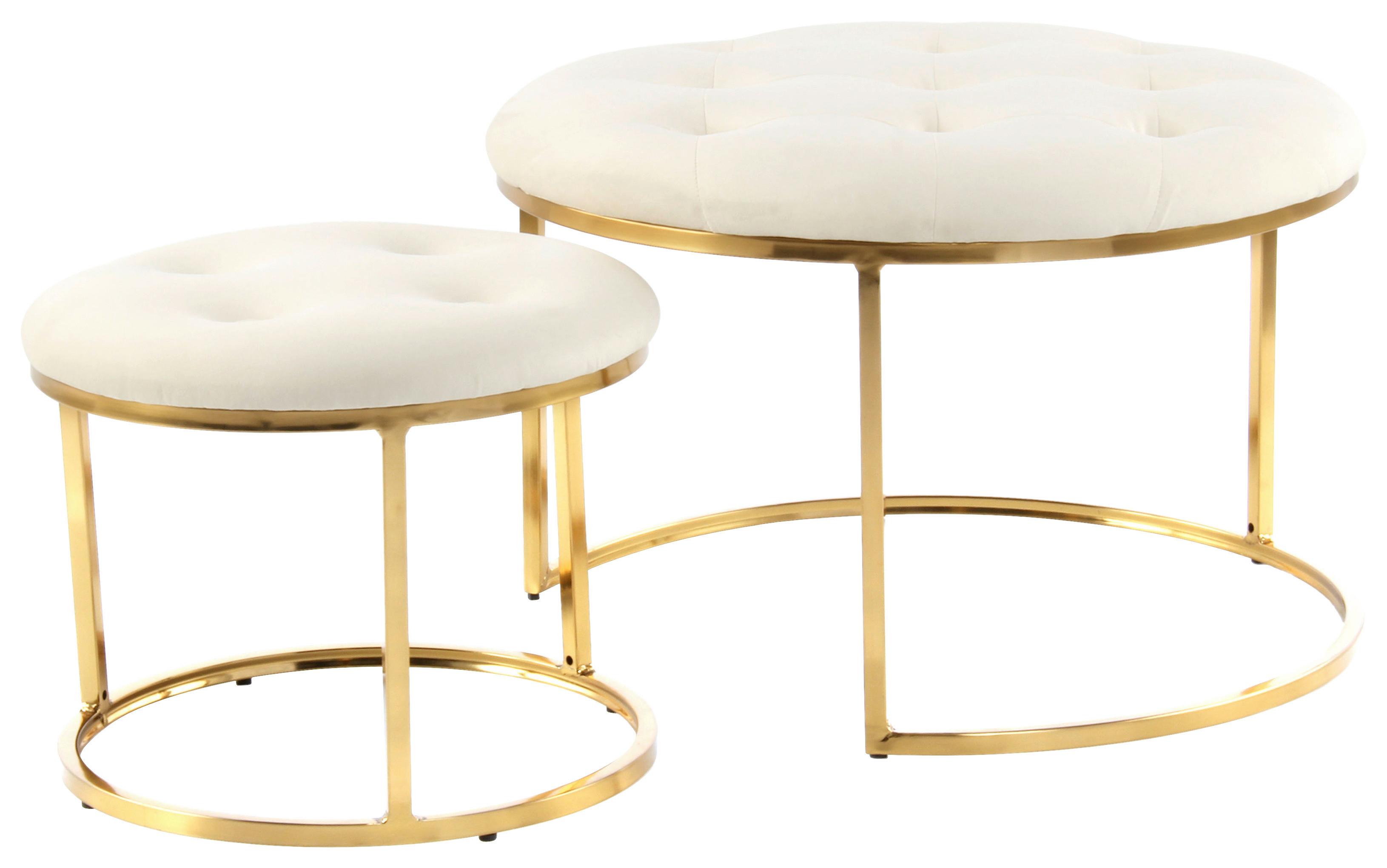 Hockerset 2-teilig Myla 100 Beige/goldfarben D: 40-60 Cm - Beige/Goldfarben, Design, Textil (40/60/32/41/40/60cm) - Kayoom