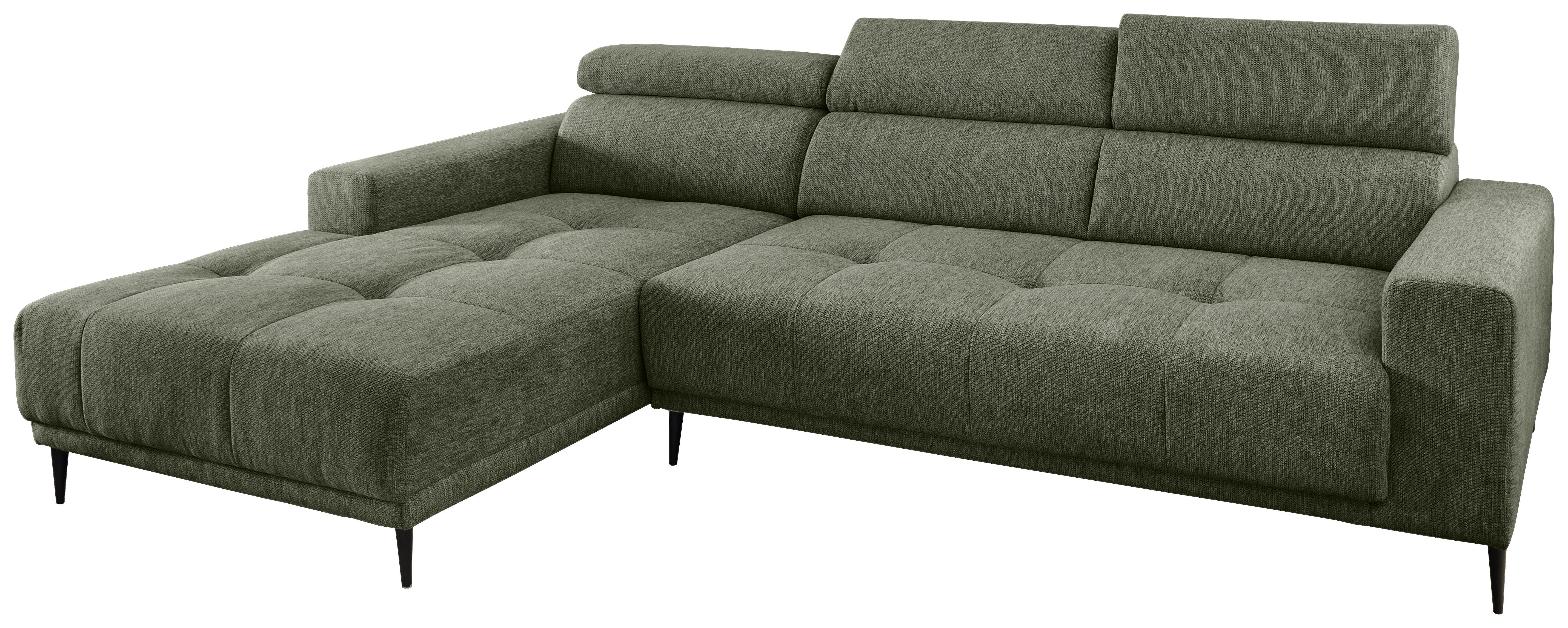 Ecksofa Intera Dunkelgrün S: 188x276 Cm - Dunkelgrün/Schwarz, KONVENTIONELL, Textil (188/276cm) - Livetastic