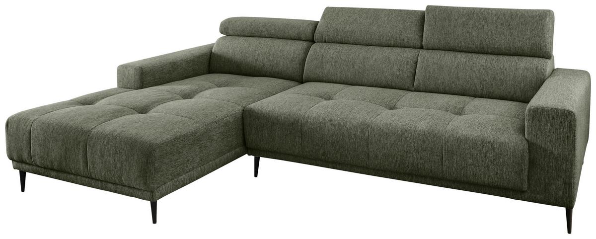 Ecksofa Intera Dunkelgrün S: 188x276 Cm - Dunkelgrün/Schwarz, KONVENTIONELL, Textil (188/276cm) - Livetastic