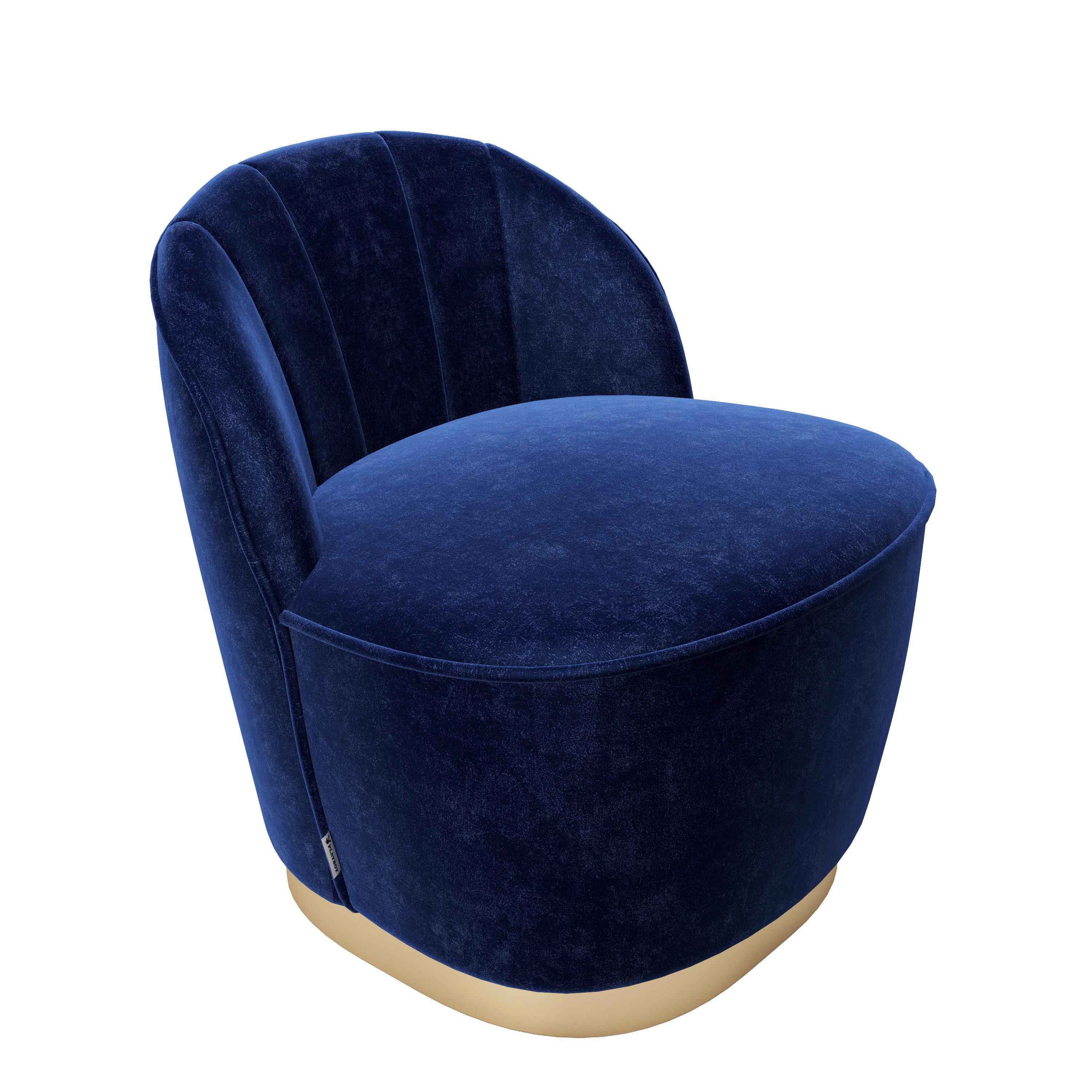 Polstersessel Stella Blau mit Samtbezug - Blau, KONVENTIONELL, Textil (67/70/71cm) - Playboy