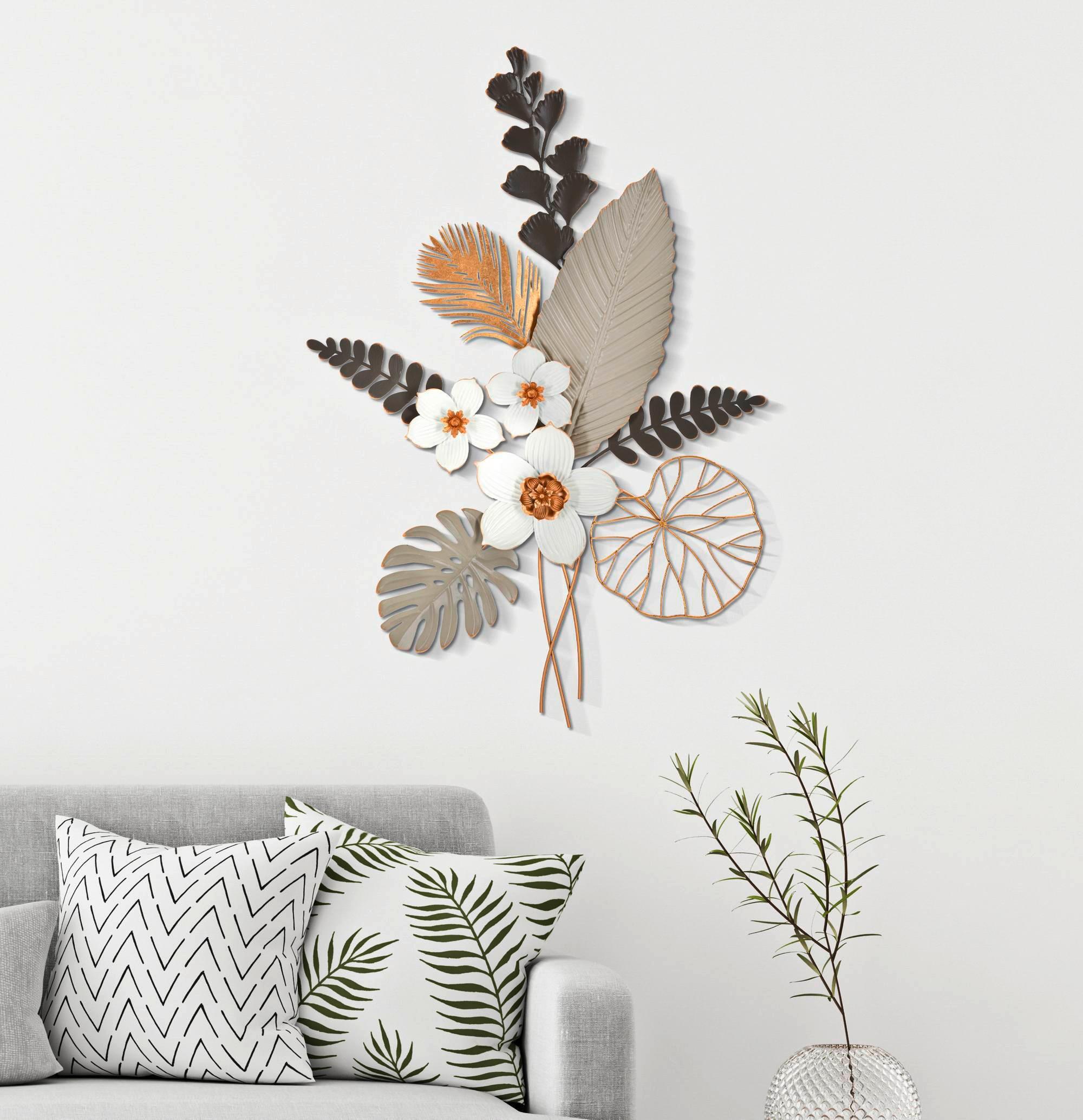 Wanddeko Bouq Goldfarben, Grau, Weiß B: 71cm - Goldfarben/Weiß, Basics, Metall (71/96.5/4cm)