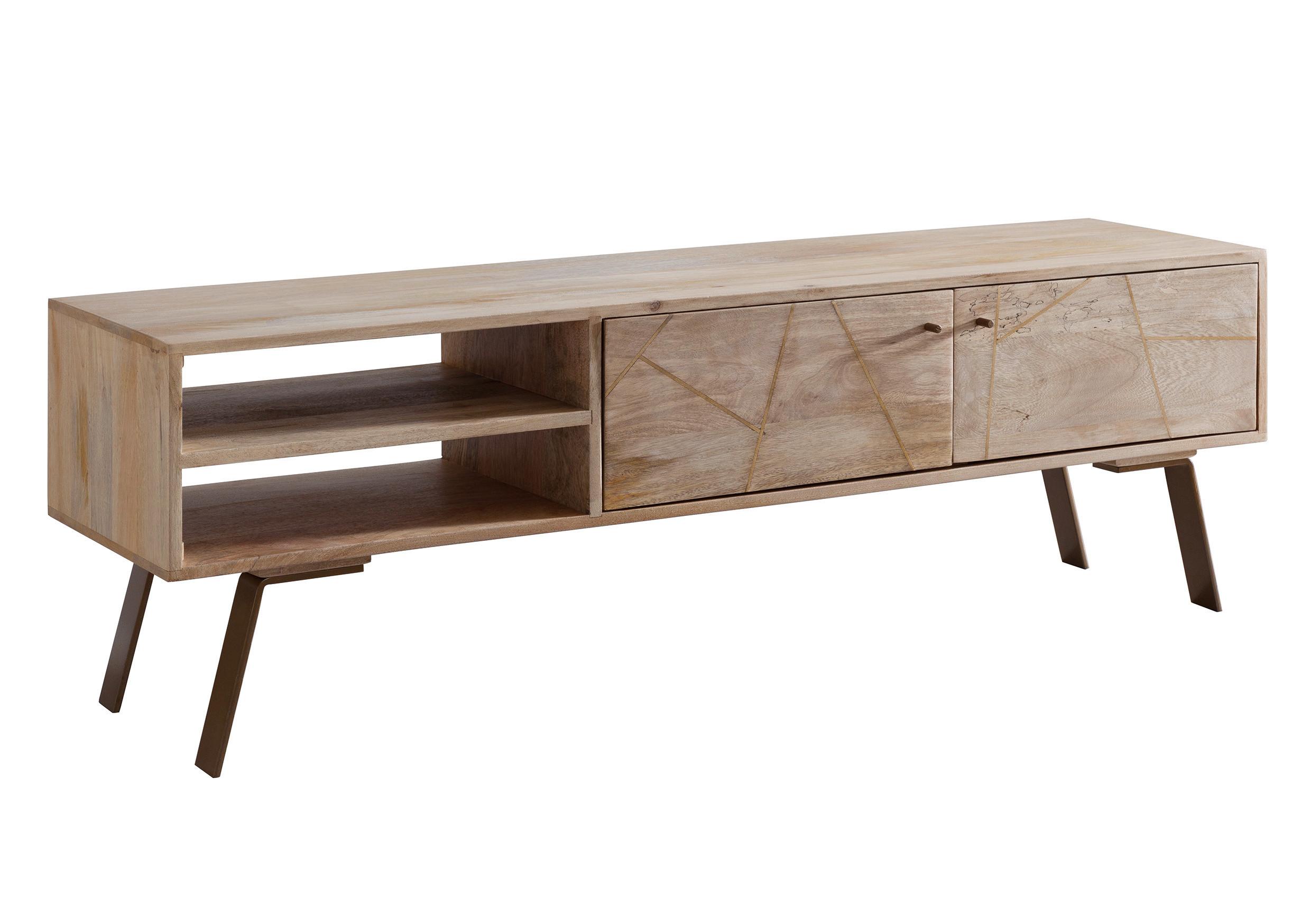 Nízka komoda pod TV Sikar š:145cm masív - hnedá/zlatá, Design, kov/drevo (145/47/35cm) - MID.YOU