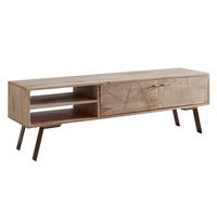 Nízka komoda pod TV Sikar š:145cm masív - hnedá/zlatá, Design, kov/drevo (145/47/35cm) - MID.YOU