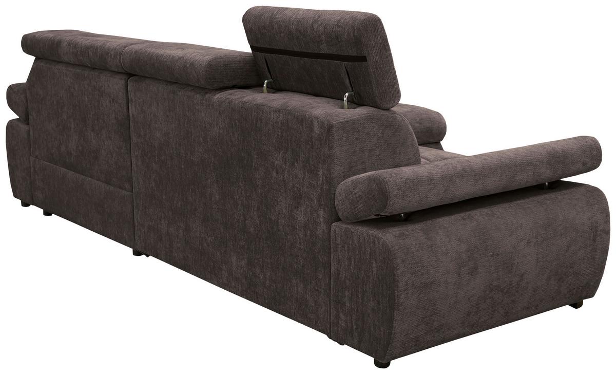 Rohová sedačka VEGAS, pravá, tmavě hnědá žinylka - tmavě hnědá/černá, Design, dřevo/textil (294/173cm)