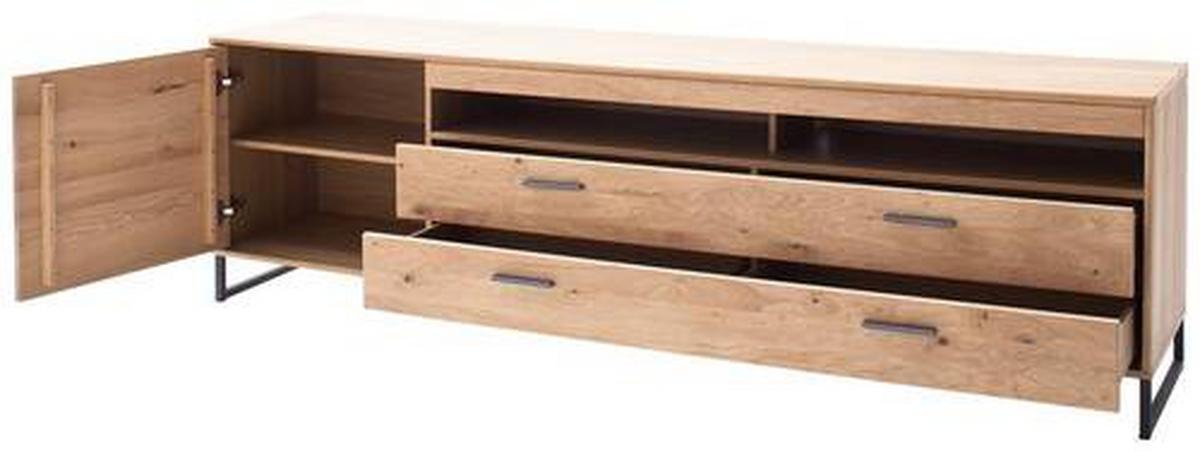 TV-Element Portland B: 224 cm Eiche Dekor - Eichefarben/Schwarz, Design, Holz/Holzwerkstoff (224/67/50cm) - Livetastic