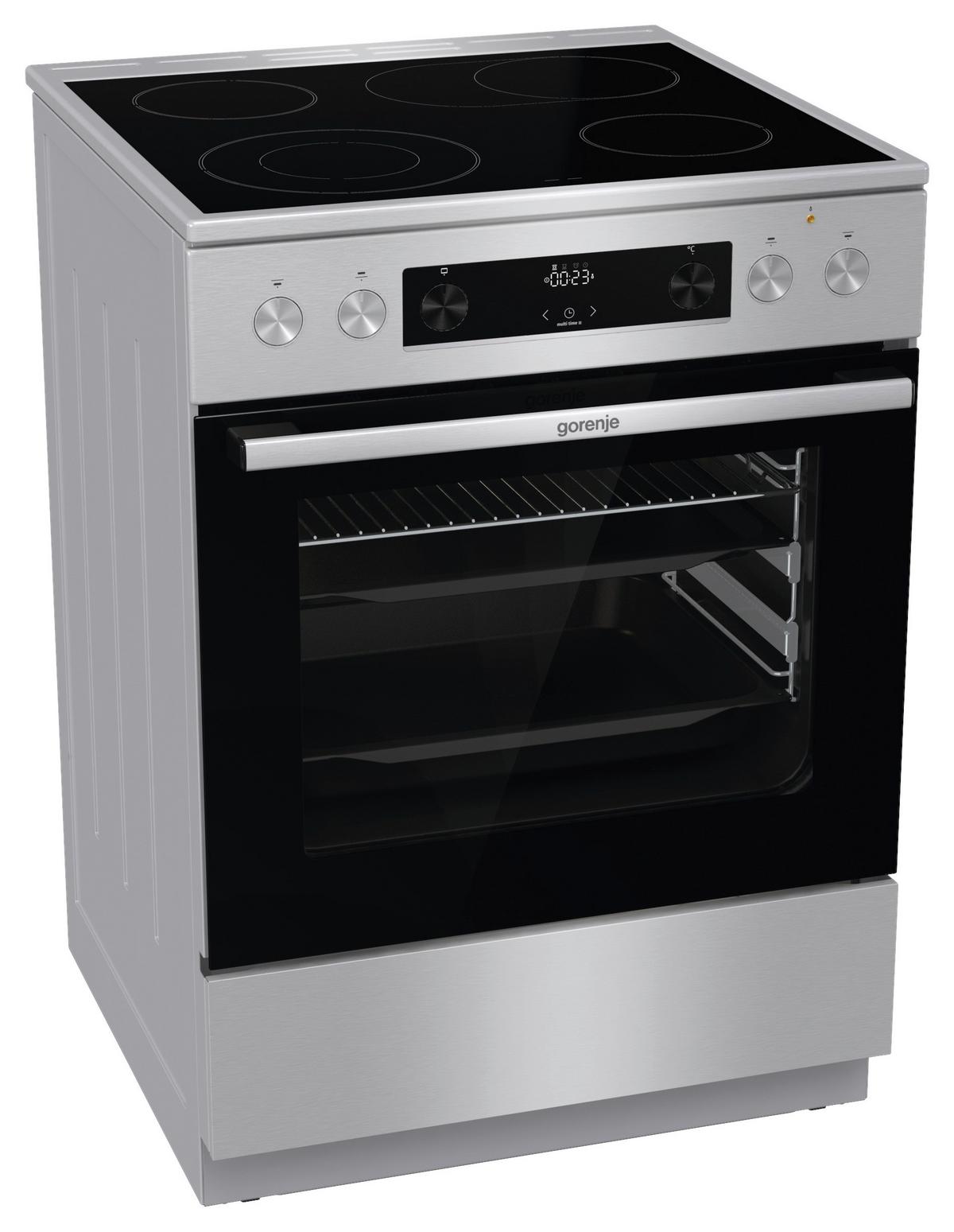 Herd Gecs6c70xpa - Edelstahlfarben/Schwarz, Trend, Glas/Metall (60/85/60cm) - Gorenje