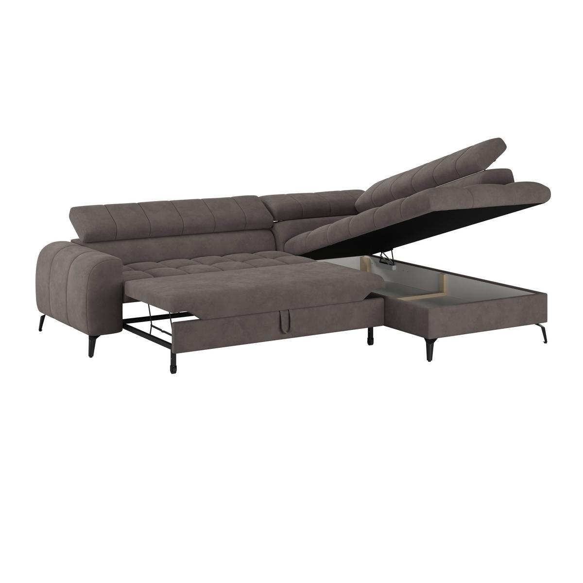 Ecksofa Volf Rechts New Graphitfarben, S: 261x203 cm - Dunkelgrau/Schwarz, Trend, Kunststoff/Textil (261/203cm)