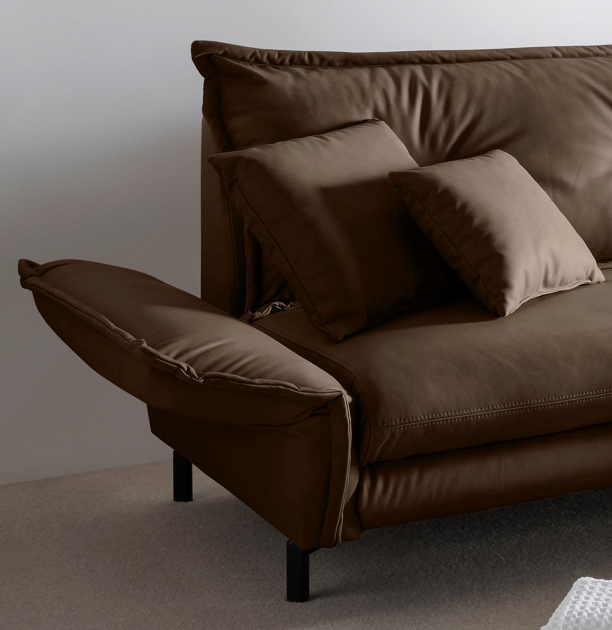 Ecksofa Lava Braun S: 255x180cm - Schwarz/Braun, MODERN, Textil (255/180cm) - Livetastic