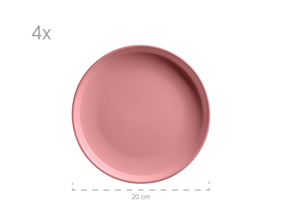 Kombiservice Alenia Steinzeug 4 Personen Geschirr Set - Rosa, Basics, Keramik - Mäser