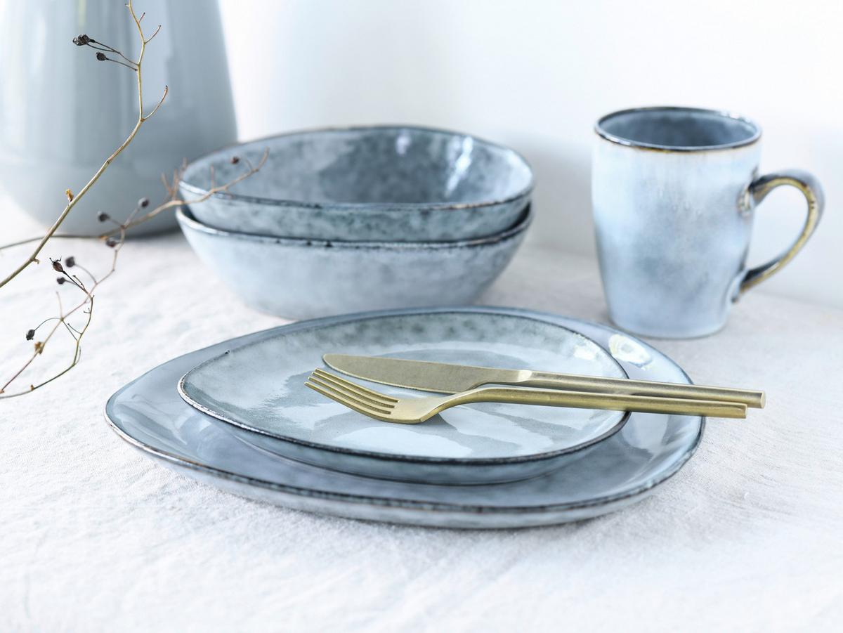 Kombiservice Cloudy Stone 2 Personen Geschirr Set - Grau, Trend, Keramik (34/29,5/36cm) - Creatable