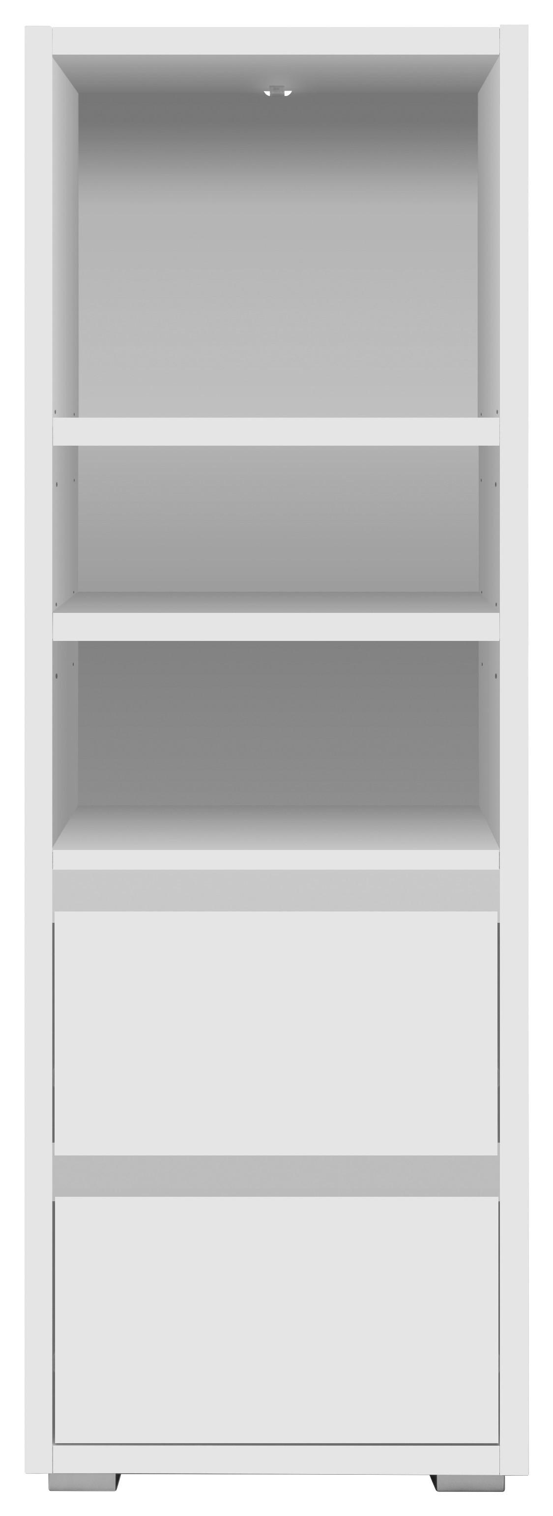 Regal mit Laden Image 45 cm Weiß - Silberfarben/Weiß, KONVENTIONELL, Holzwerkstoff (45/131/37cm) - MID.YOU