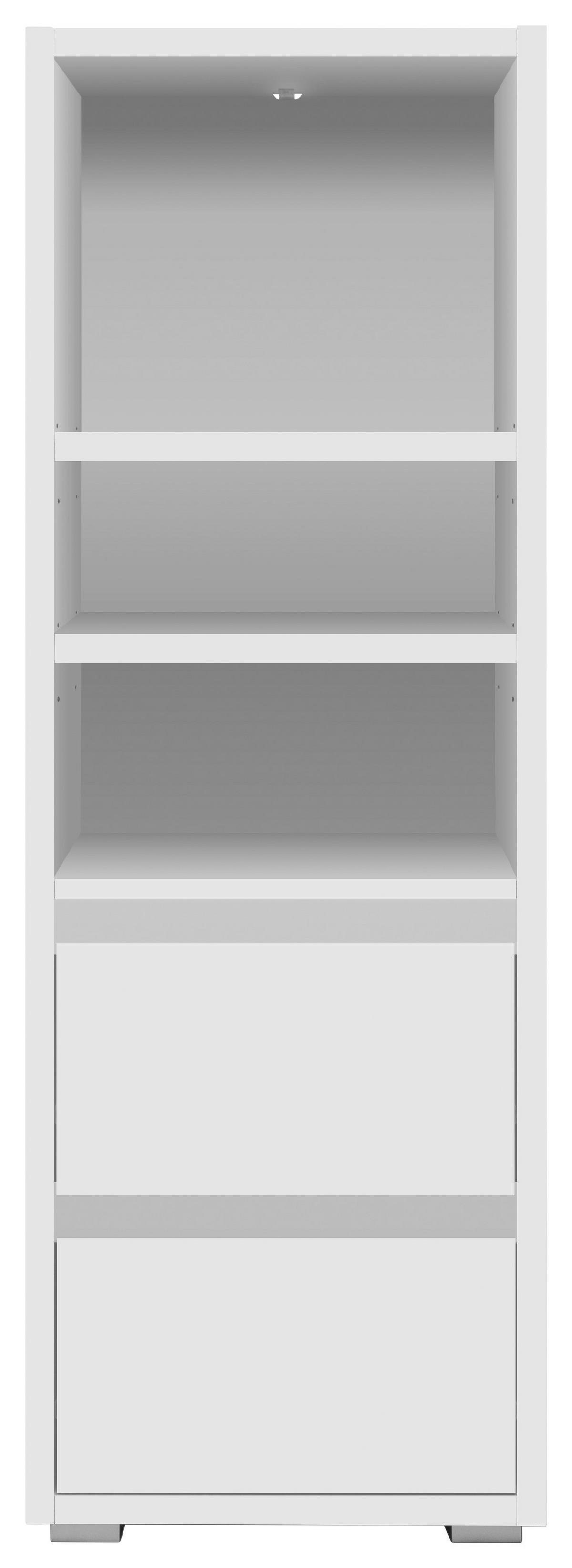 Regal mit Laden Image 45 cm Weiß - Silberfarben/Weiß, KONVENTIONELL, Holzwerkstoff (45/131/37cm) - MID.YOU