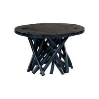 Beistelltisch Aus Teakholz Rund Radix, Schwarz - Schwarz, Natur, Holz (60/60/40cm) - Kayoom