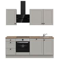 Kuchynská linka 210 cm, kamenná sivá supermatná - čierna/sivá, Modern, kov/kompozitné drevo (210cm) - Nobilia