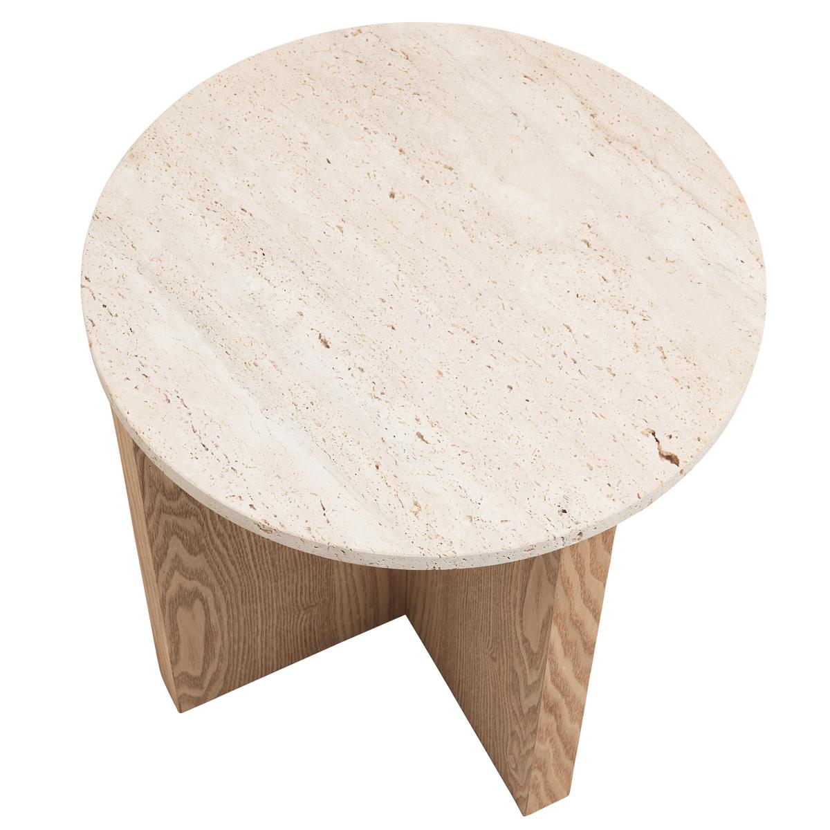 Príručný stolík MATERA p. 40 cm - prírodná farba, Modern, kompozitné drevo/kameň (40/39cm) - Premium Living