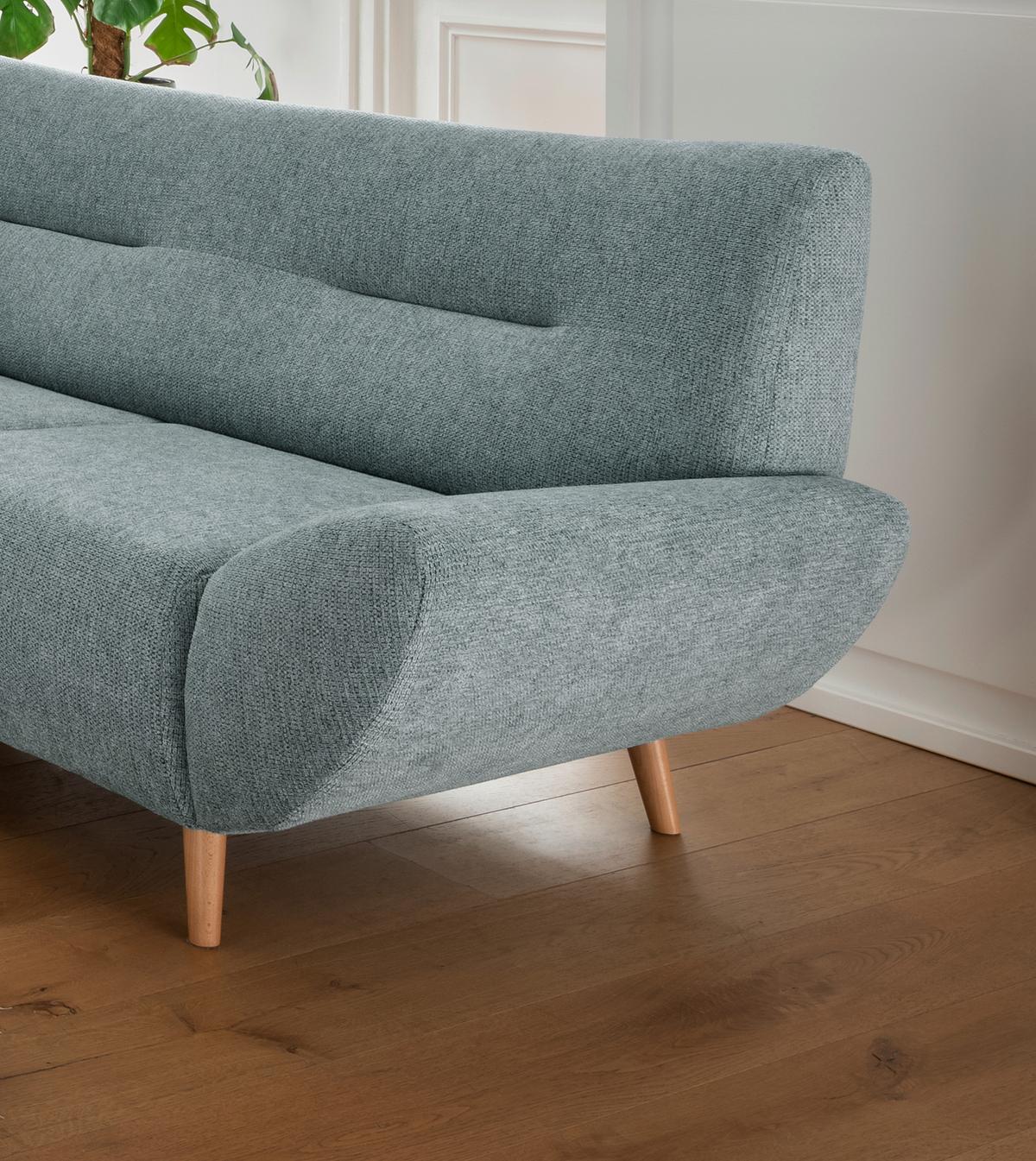3-Sitzer-Sofa Chenille Blau Rücken Echt - Wildeiche/Blau, MODERN, Textil (205/81/90cm) - MID.YOU