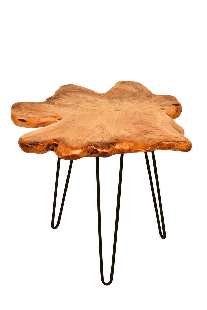 Beistelltisch Woody Hellbraun/schwarz - Hellbraun/Schwarz, Basics, Holz/Metall (50/60/52cm) - Kayoom