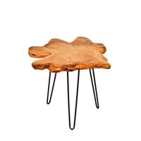 Beistelltisch Woody Hellbraun/schwarz - Hellbraun/Schwarz, Basics, Holz/Metall (50/60/52cm) - Kayoom