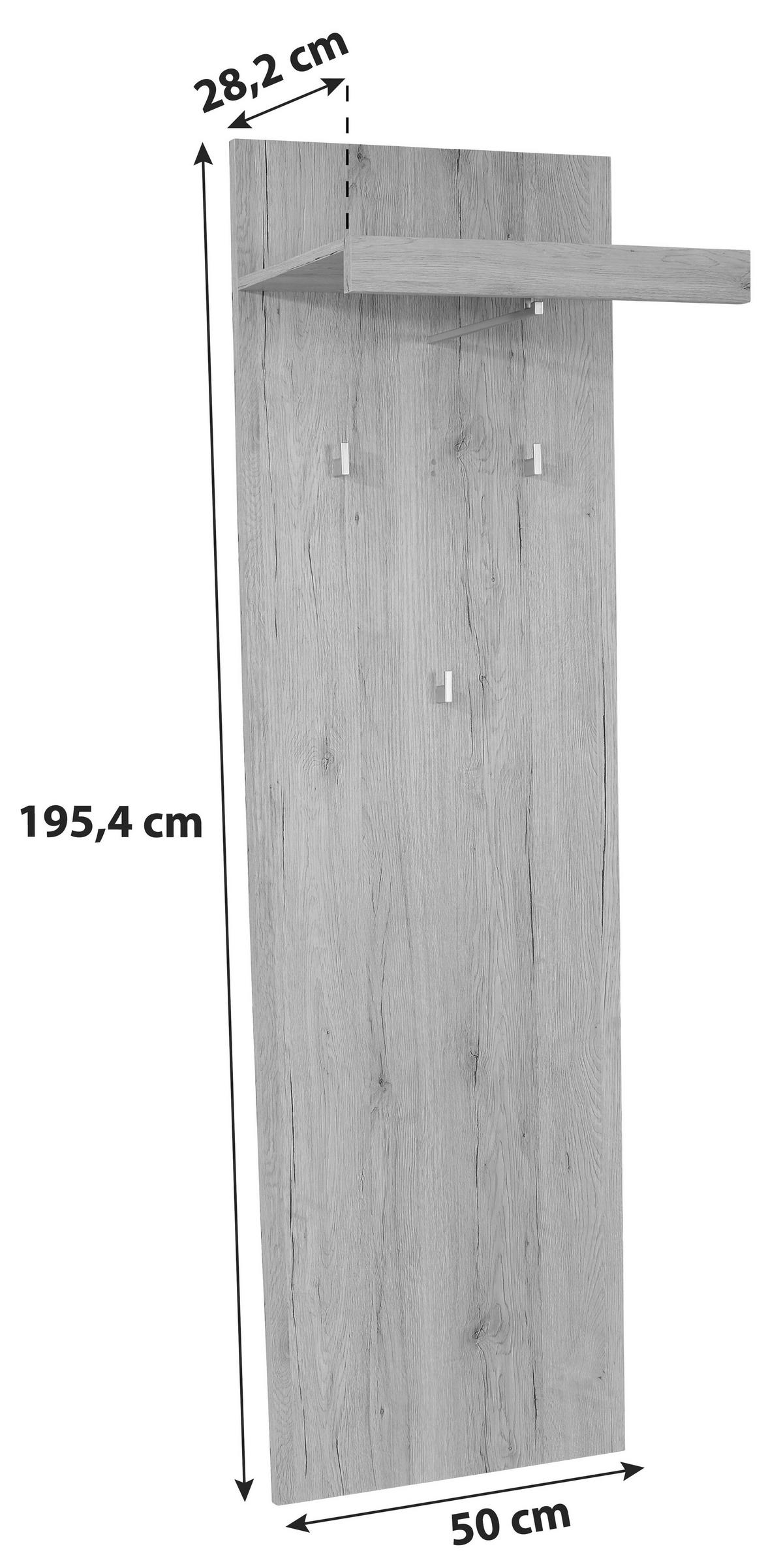 Vešiakový panel MALTA - farba duba, Modern, kompozitné drevo (50/195,4/28,2cm)
