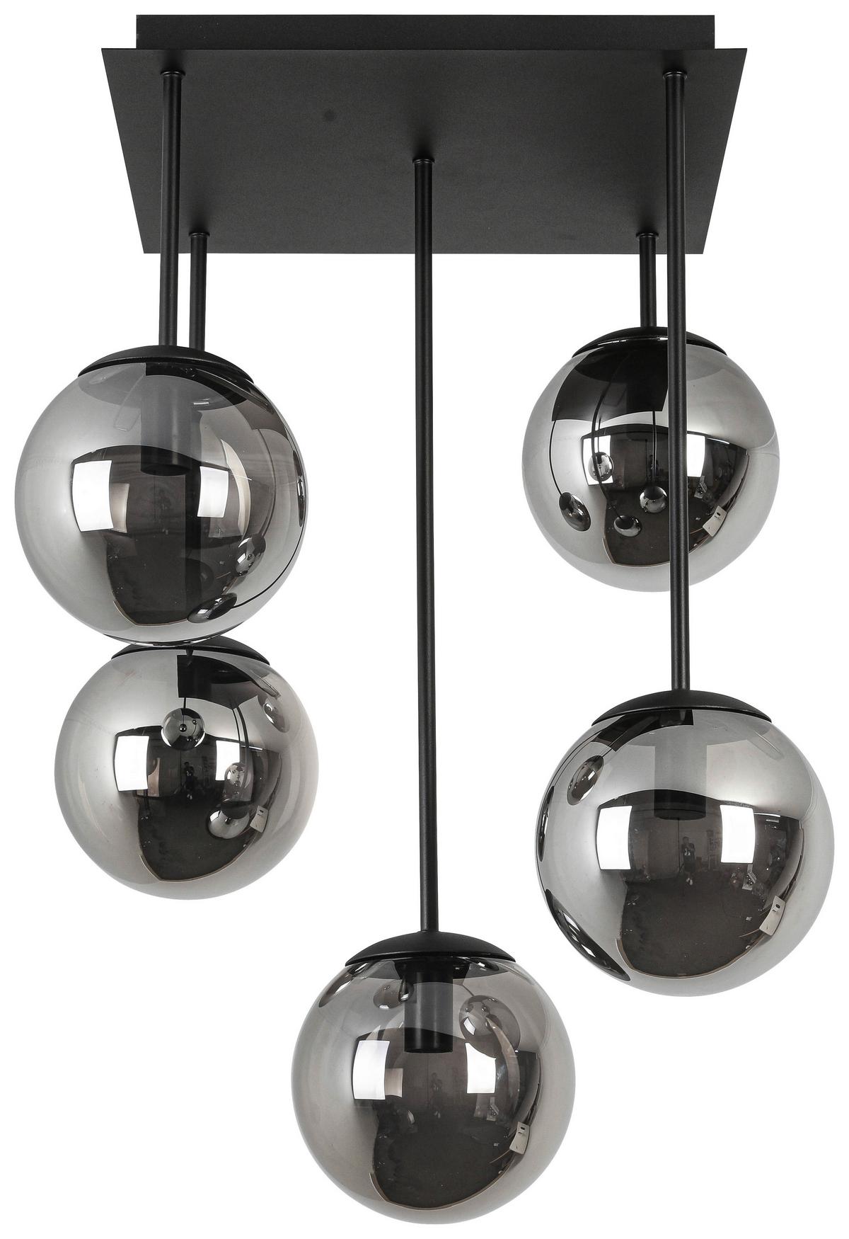 STROPNÉ SVIETIDLO LIP - čierna/chrómová, Modern, kov/sklo (41/41/61cm) - Mömax