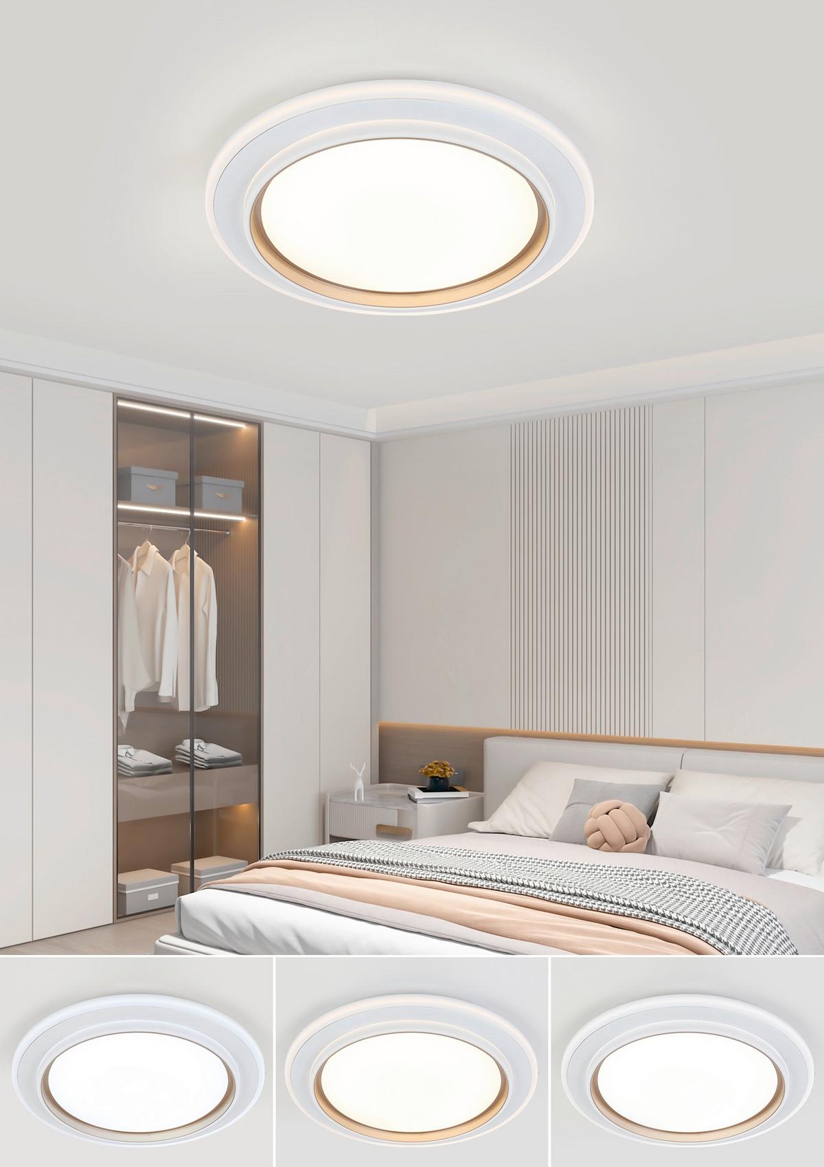 LED-Deckenleuchte Clara - Champagner/Weiß, Basics, Kunststoff/Metall (46/5,5cm) - Luca Bessoni