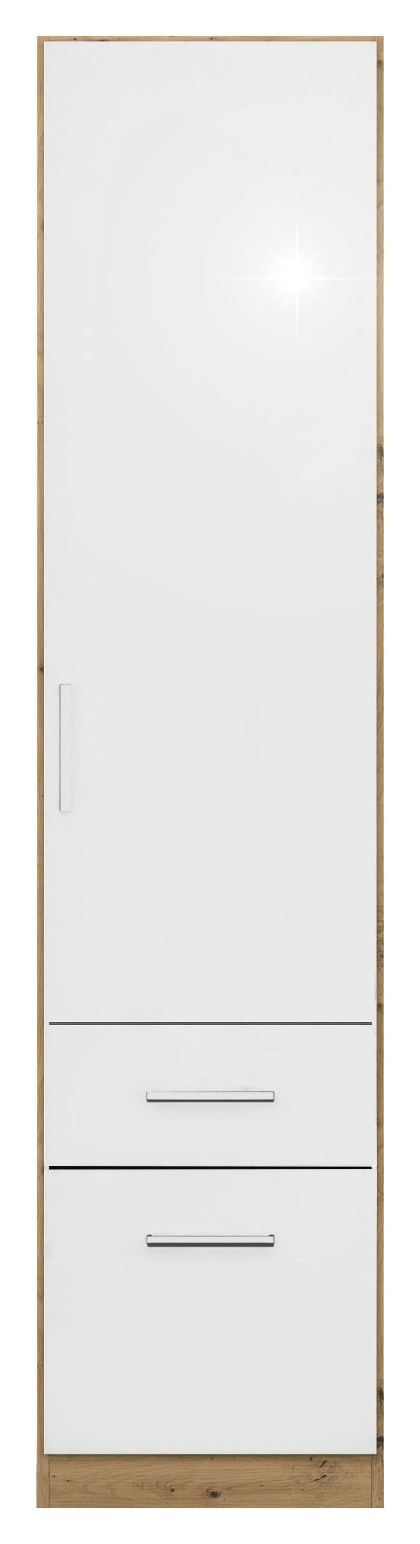 Drehtürenschrank 47 Cm Berlin Eiche Dekor/weiß - Weiß Hochglanz/Eiche Artisan, MODERN, Holzwerkstoff (47/197/54cm) - Rauch Möbel