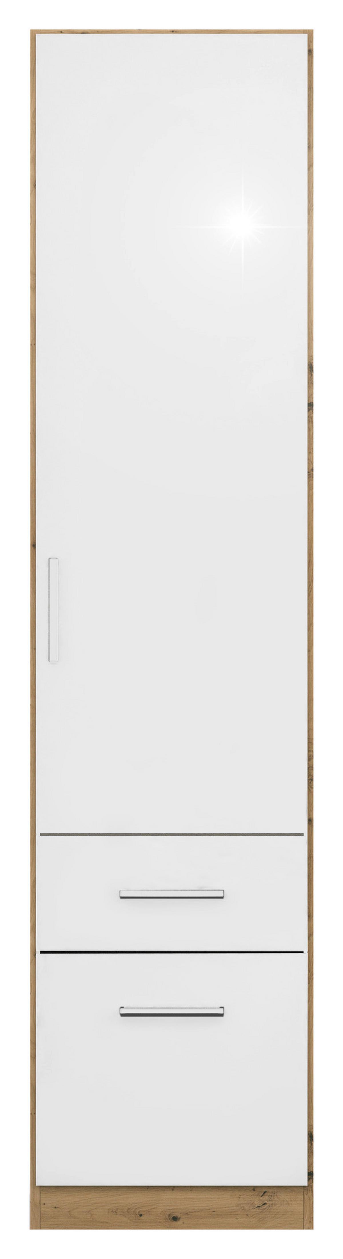 Drehtürenschrank 47 Cm Berlin Eiche Dekor/weiß - Weiß Hochglanz/Eiche Artisan, MODERN, Holzwerkstoff (47/197/54cm) - Rauch Möbel