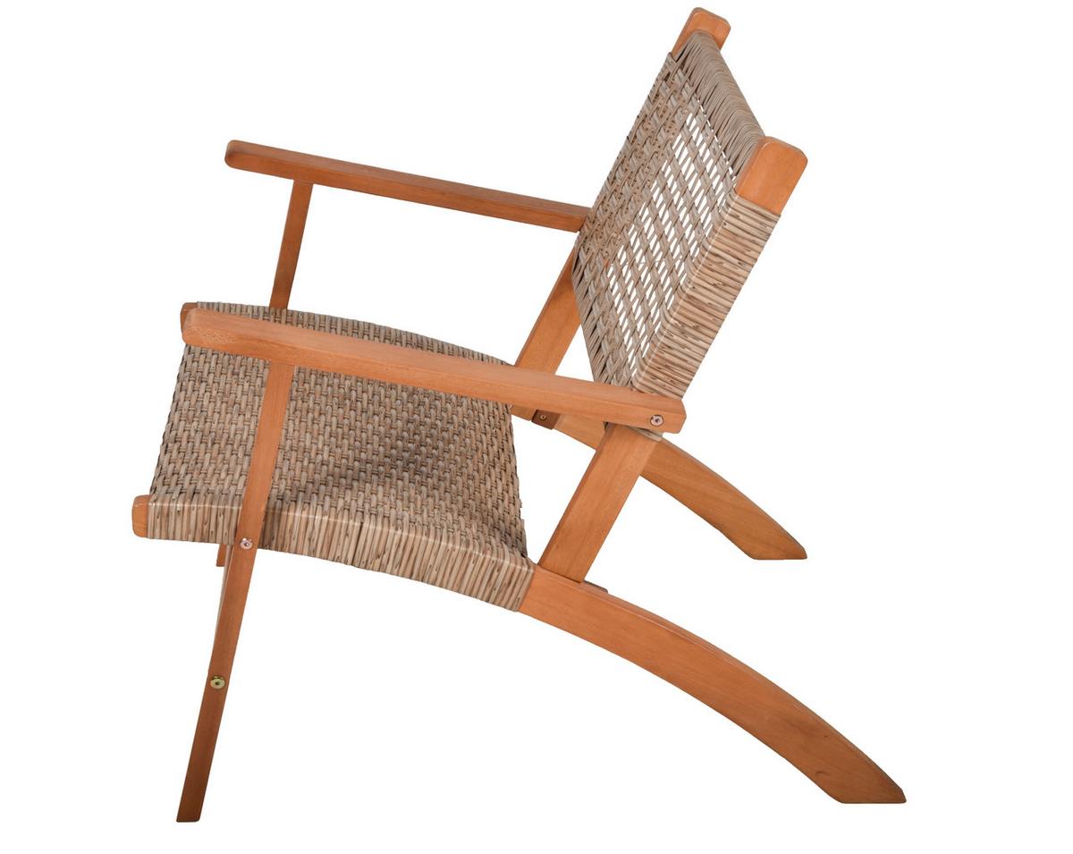 Balkonmöbel Set Sonora 3--Teilig. Eukalyptusholz - Eukalyptusholzfarben/Hellgrau, Basics, Holz/Kunststoff (81/75/61cm) - Gardenson