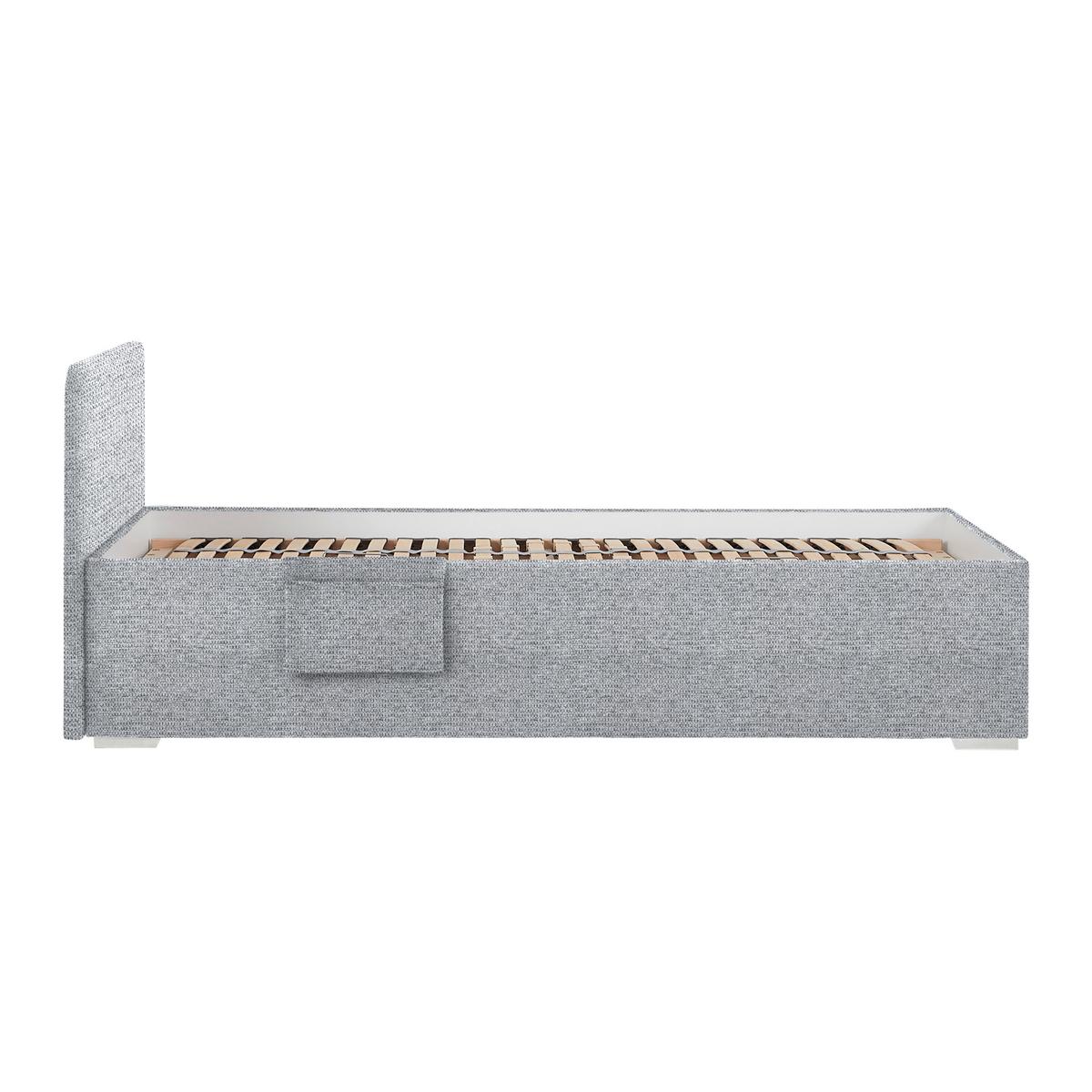 Posteľ Remi s bočnicami 90x200, poťah tmavosivý - prírodná farba/chrómová, Konventionell, drevo/textil (90/200cm) - Based