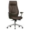 Chefsessel Oxford Echtleder mit Armstützen + Wippfunktion - Silberfarben/Braun, MODERN, Kunststoff/Metall (67/117/58cm) - MID.YOU