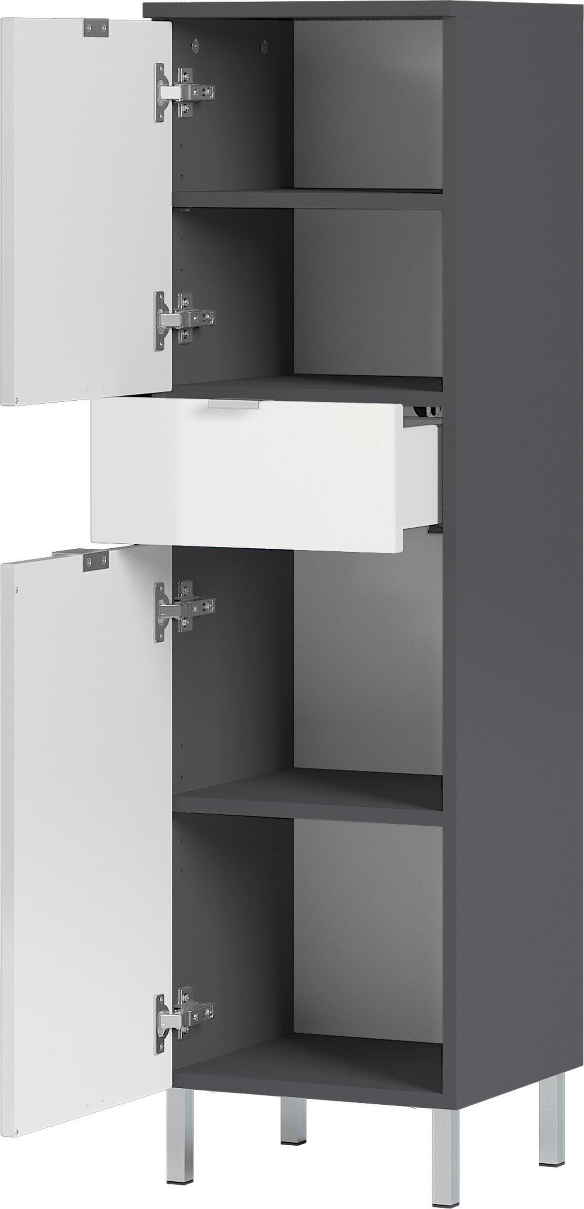 Midischrank Bad BxH 34x120 cm Graphitfarben/ Weiß - Chromfarben/Graphitfarben, KONVENTIONELL, Holzwerkstoff (34/120/34cm) - Germania